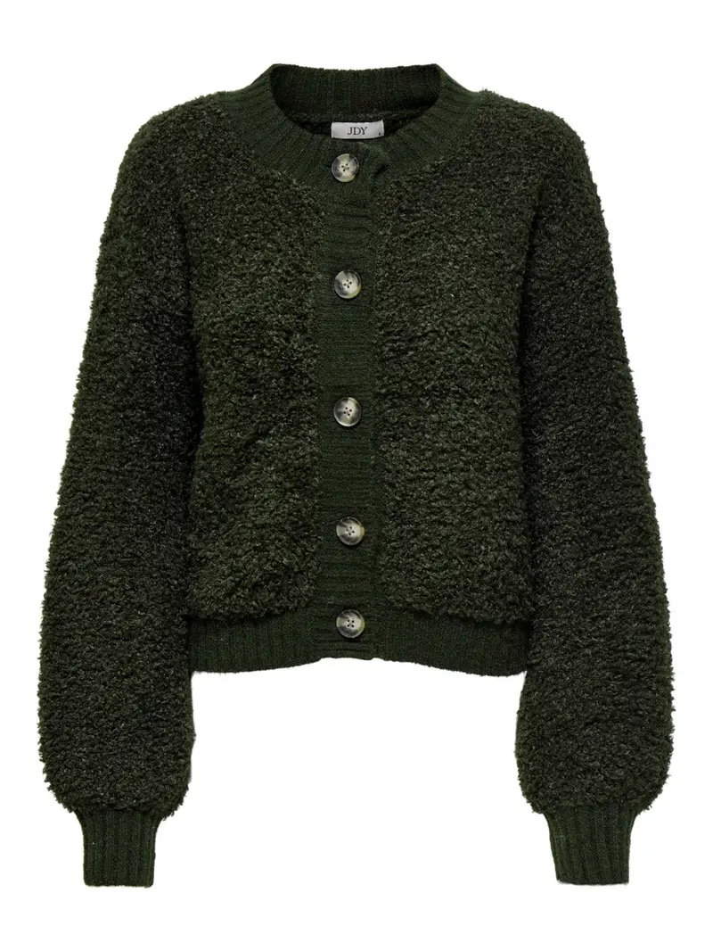 Jdyeira Dark Green Long-Sleeve Open-Knit Cardigan 1