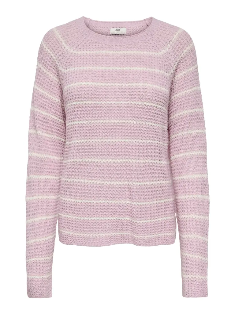 Jdyellen Long-Sleeve Raglan Pullover Knit Top - Light Pink 1