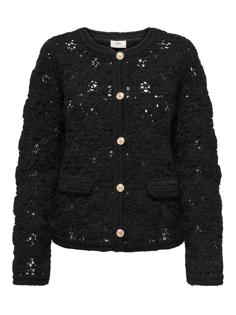 Jdyemilie Sleek Black Open-Front Cardigan – Lightweight Knit 1