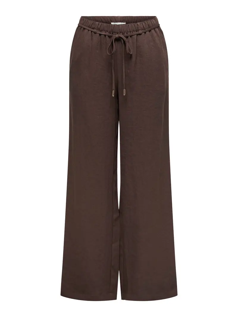 Jdyfinn Wide-Leg Belted Trousers In Brown Woven Fabric 1