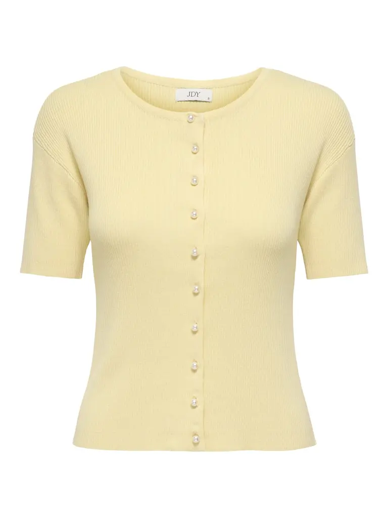 Jdygaby Yellow Pearl-Embellished Three-Quarter Sleeve Cardigan 1