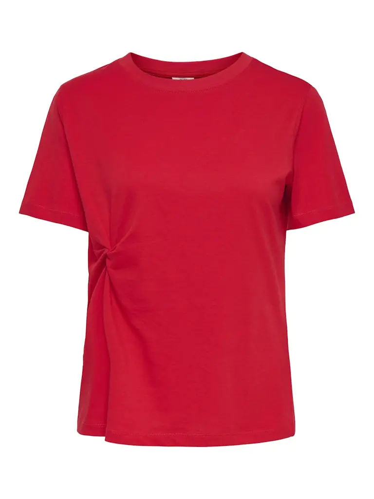 Jdygaisa Knot-Front Top In Red – Short Sleeve 1