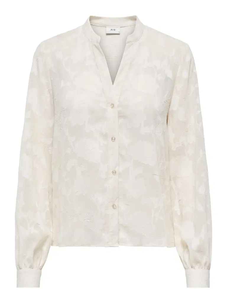 Jdygrace Long-Sleeve V-Neck Shirt In Ecru Woven Fabric 1