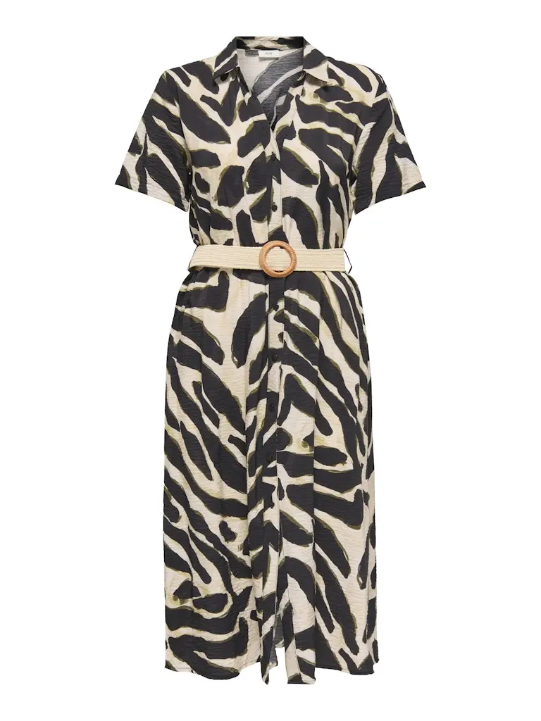 Jdyjasmine Black Patterned Maxi Dress With Waist Belt 1
