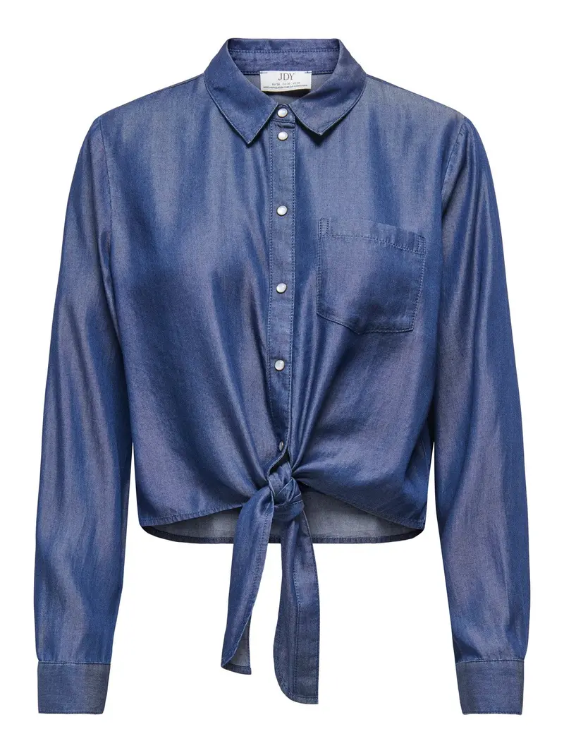 Jdyjasper Long-Sleeve Knotted Shirt In Blue Denim 1