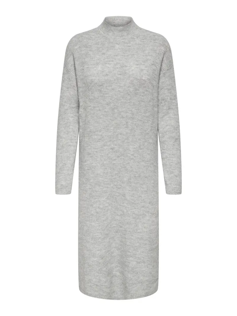 Jdylumi High-Neck Long-Sleeve Knit Dress In Heather Grey 1