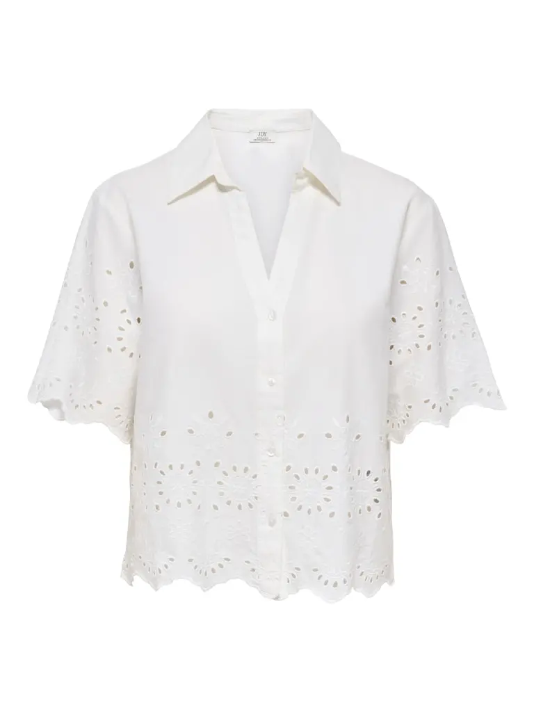 Jdymarina Three-Quarter Sleeve Embroidered Shirt In Off-White 1