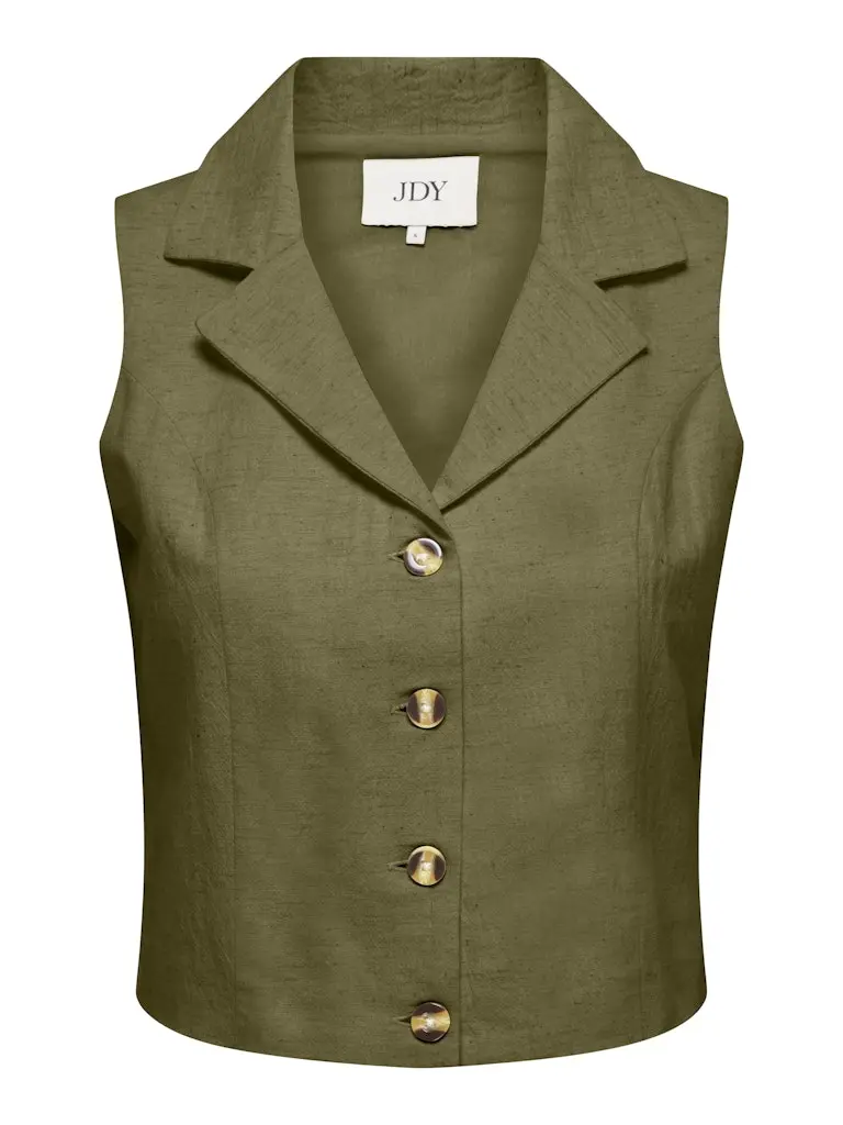 Jdymilan Linen Sleeveless Waistcoat – Green 1