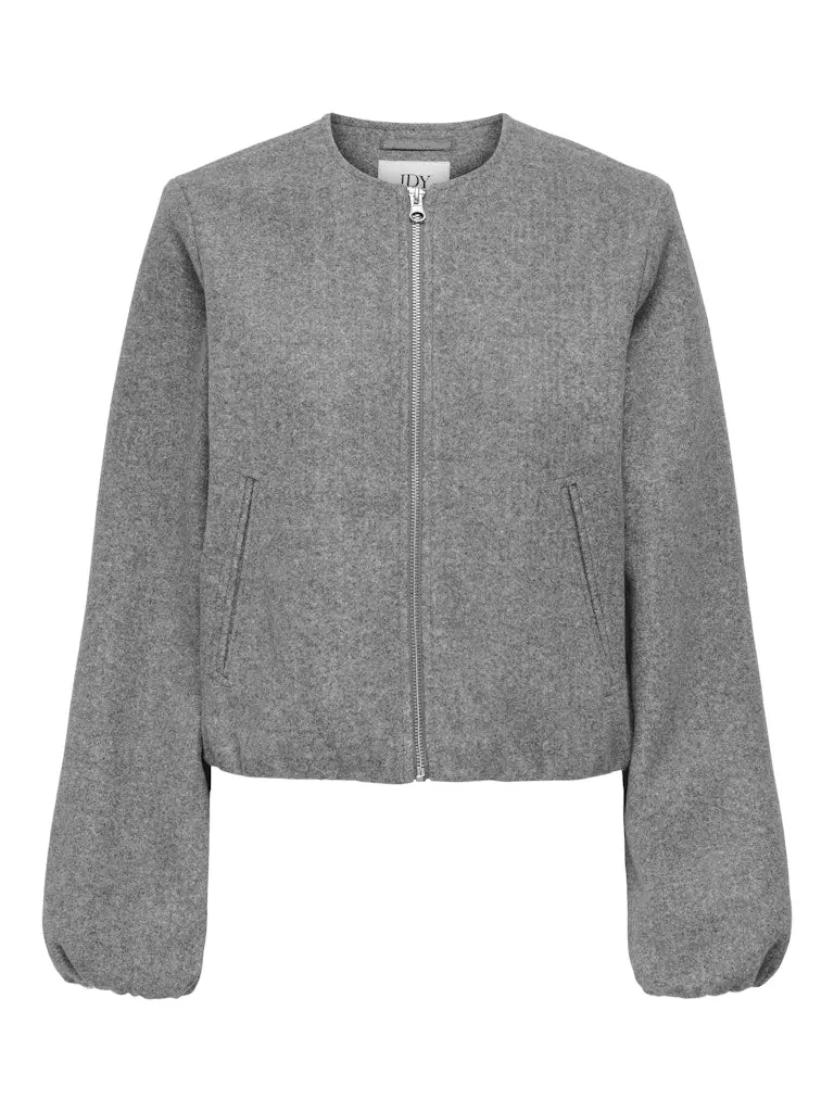 Jdyofir Balloon-Sleeve Short Jacket In Grey Melange 1