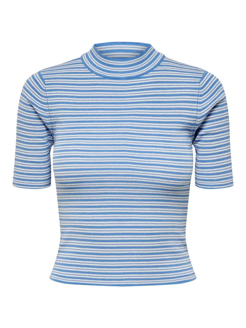 Jdyplum Short-Sleeve Striped Knit Pullover In Blue 1