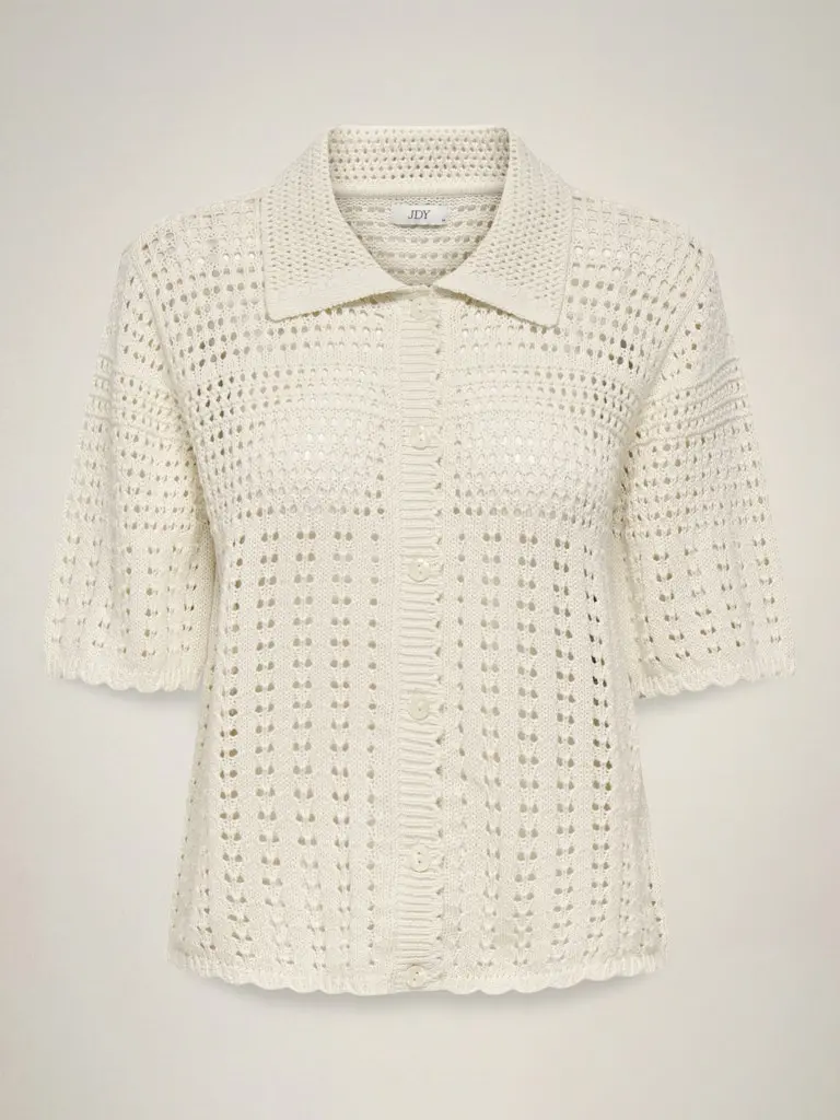 Jdyrobin Three-Quarter Sleeve Cardigan In Off-White 1
