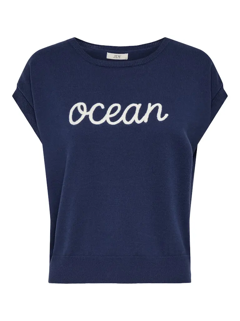 Jdytherese Short-Sleeve Knit Pullover – Navy 1