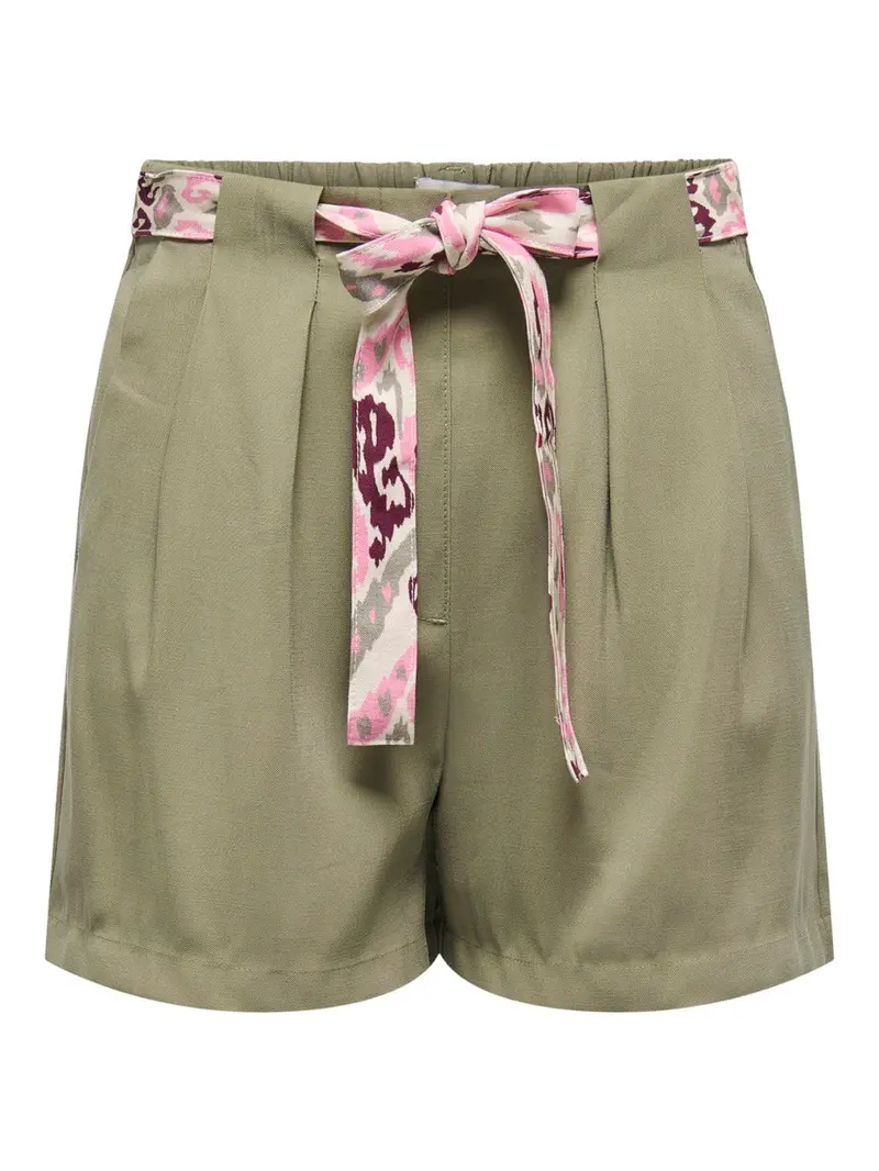Jdytomika Belted High-Waisted Shorts – Olive Army Green 1