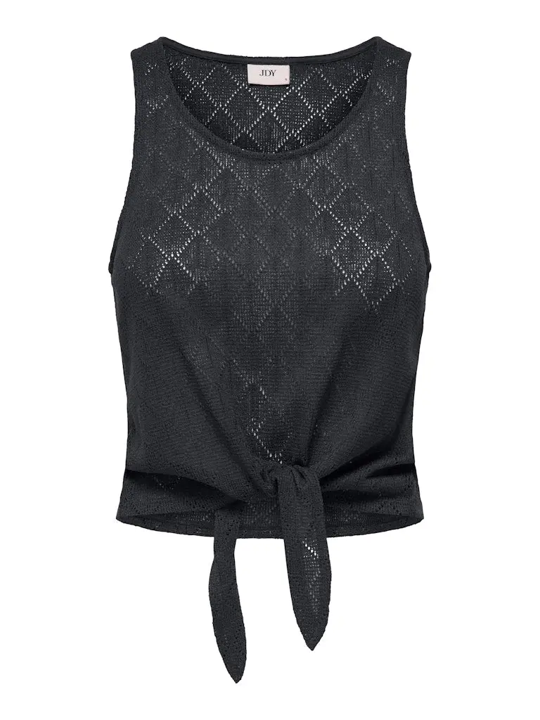 Jdyviola Life Knotted Sleeveless Top For Juniors In Black 1