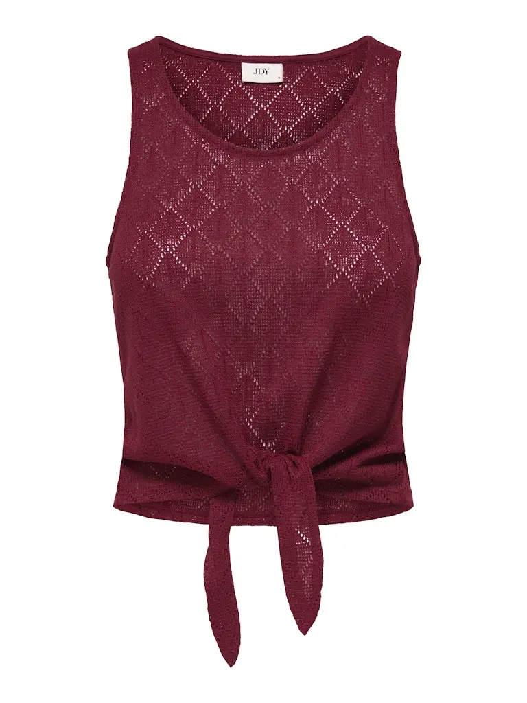 Jdyviola Life Knotted Sleeveless Top For Juniors In Red Floral Print 1