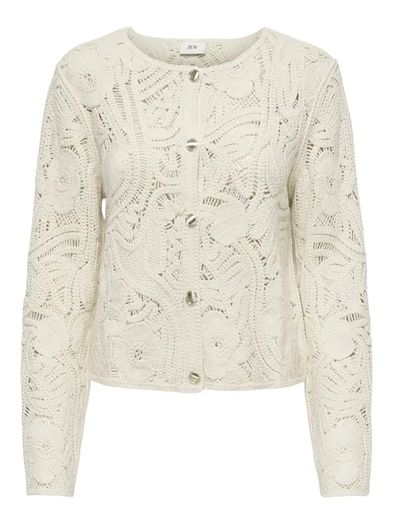 Jdyzanka Crochet Long-Sleeve Cardigan For Juniors In Ecru 1