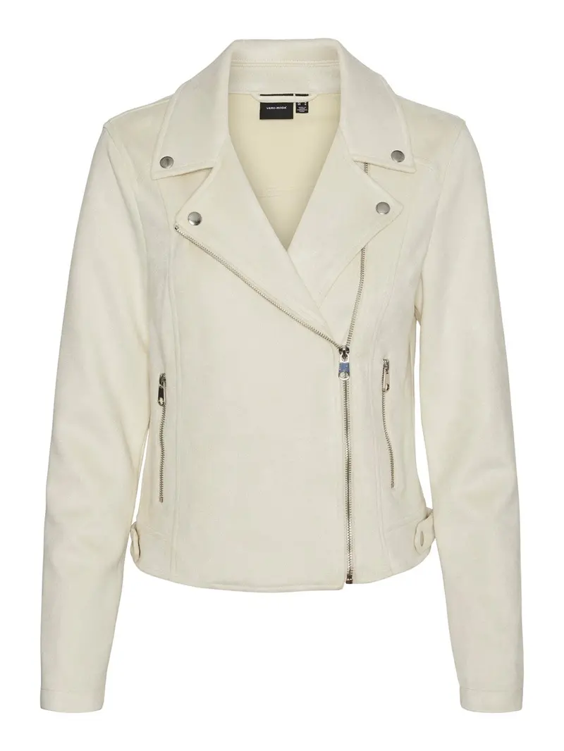 Jose Ss24 Short Faux Suede Jacket In Warm Ecru 1
