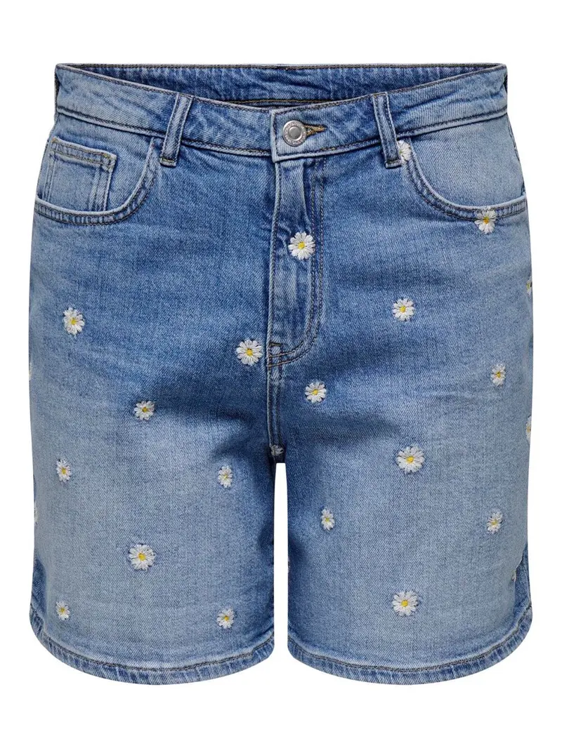 Josephine Embroidered Stretch Denim Shorts For Kids – Blue 1