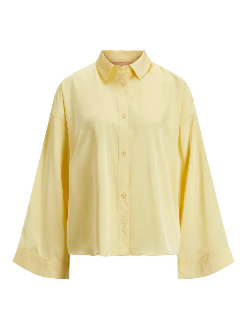 Jxpari Light Yellow Oversized Shiny Long-Sleeve Shirt 1