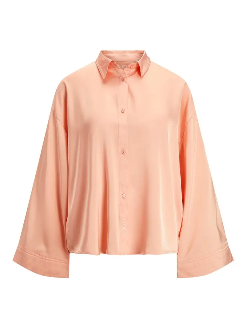 Jxpari Peach-And-Salmon Oversized Shiny Long-Sleeve Shirt 1