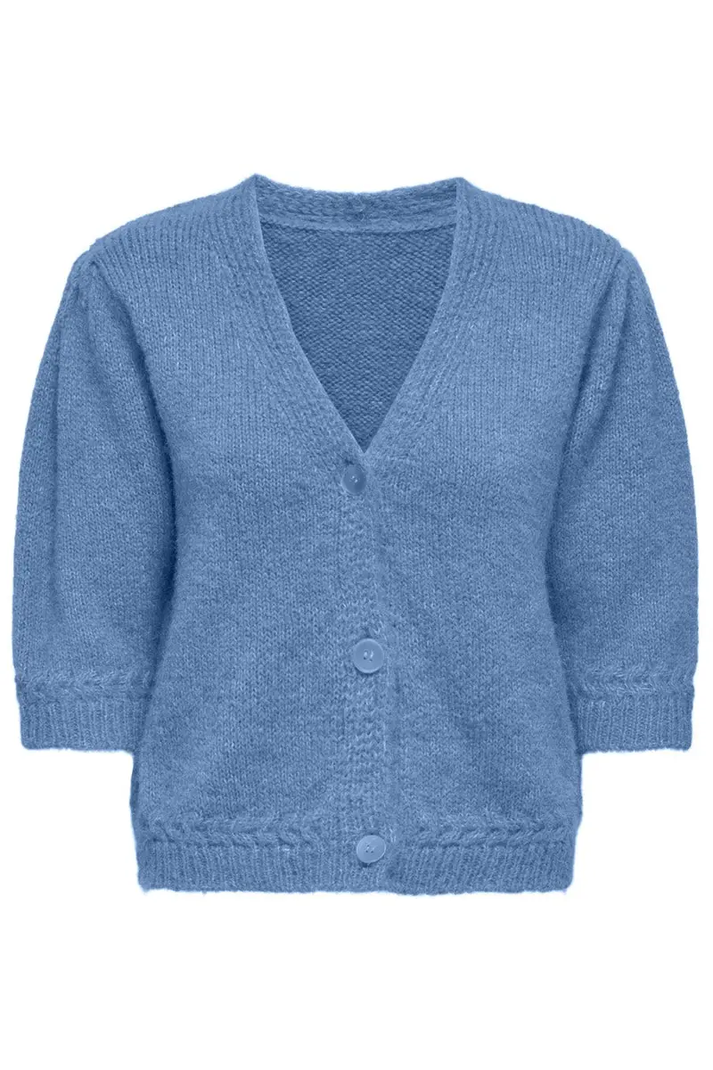 Light Blue V-Neck Knit Cardigan For Everyday Wear 1