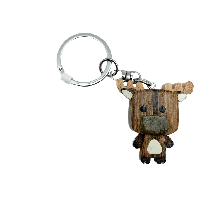 Lil' Moose Wooden Keychain – Hand-Carved Alaska Souvenir 1