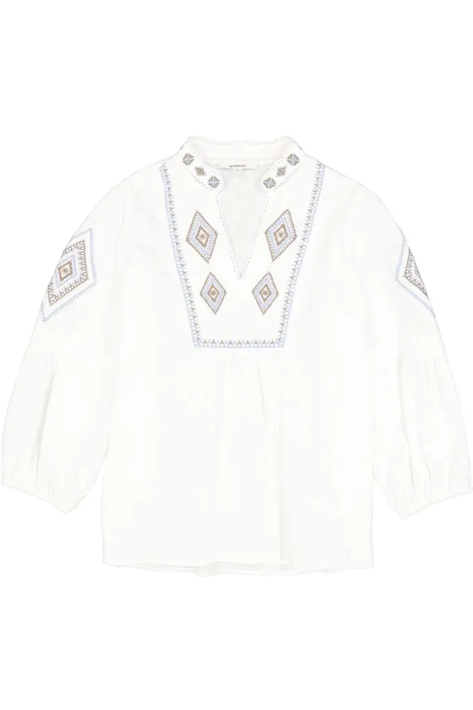 Long-Sleeve Off-White Blouse 1