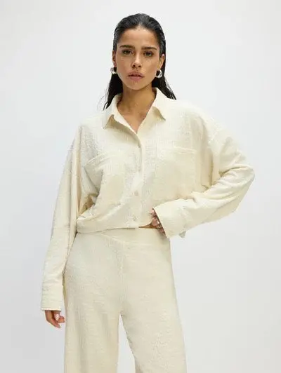 Lyloe Oversized Crewneck Tee – Off-White Slub Cotton 1