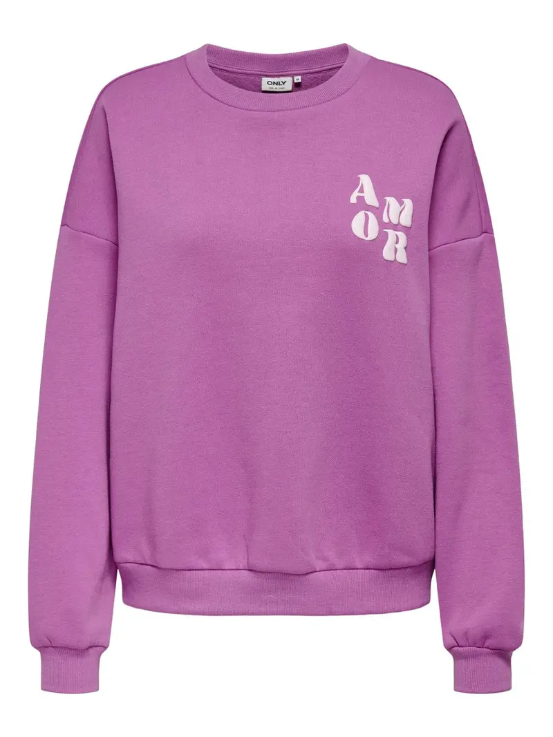 Magenta Long-Sleeve Printed Boxy Cotton Sweatshirt 1