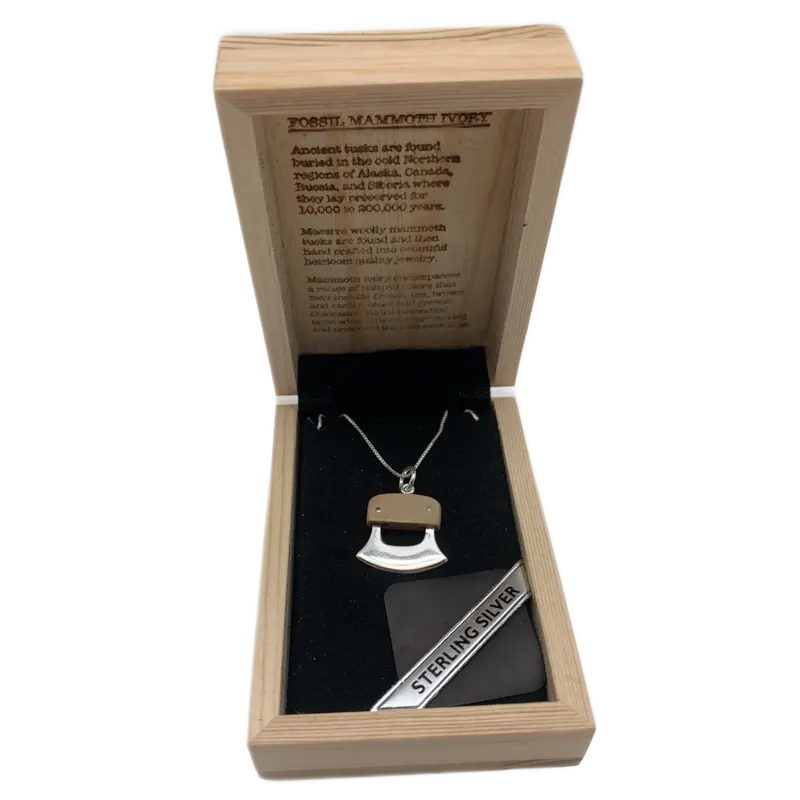 Mammoth Ivory-Inspired Sterling Silver Ulu Pendant Necklace 1