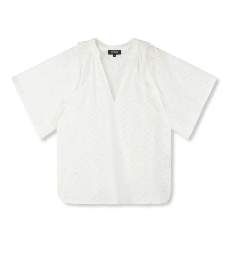 Missy Women’S Woven Short-Sleeve Top – Off-White 1