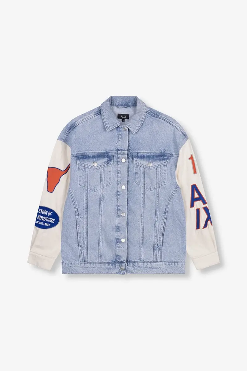 Mixed-Sleeve Denim Jacket In Blue 1