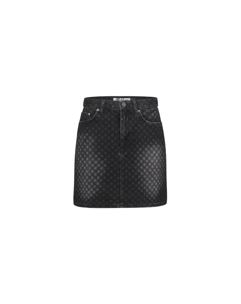 Monogram A-Line Skirt In Black Denim 1
