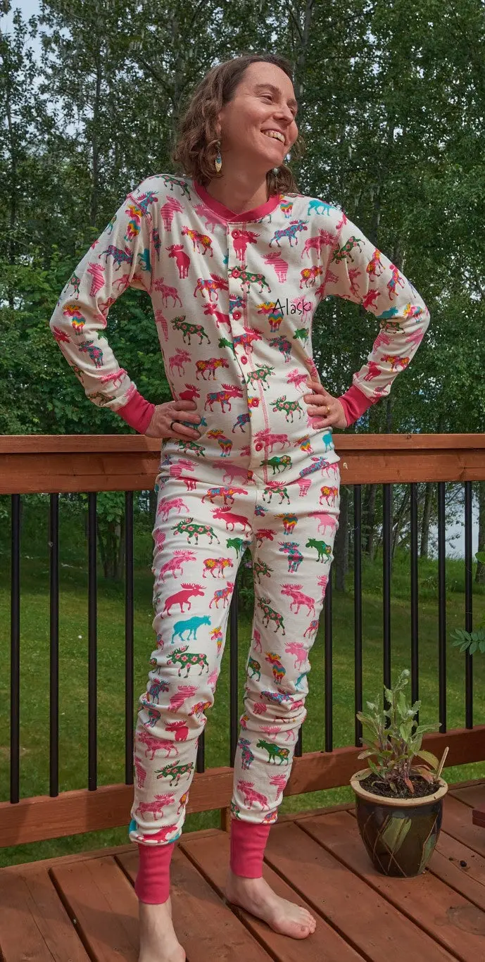 Moose Be Dreaming Adult Union Suit – Alaska-Themed Loungewear 1