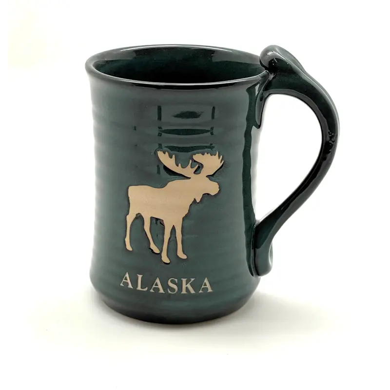 Moose-Embellished Glazed Ribbed Jumbo Mug 1