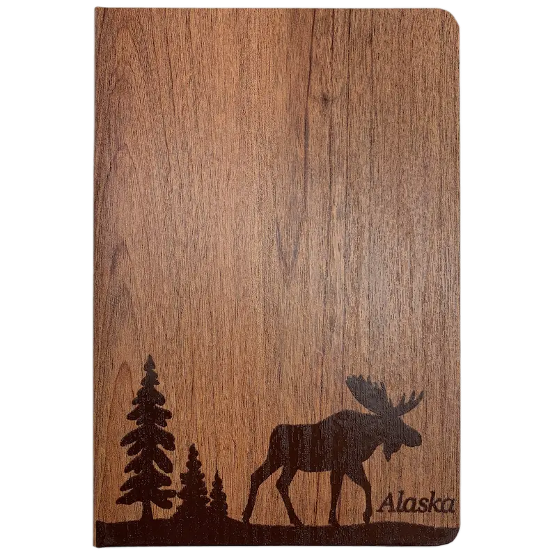 Moose-Print Alaska Journal With Woodgrain Cover 1