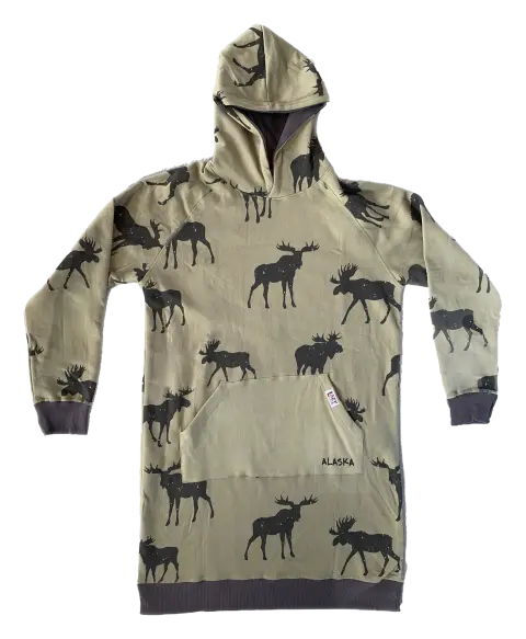Moose-Print Hooded Sleepwear For Adults – Alaska Inspired 1
