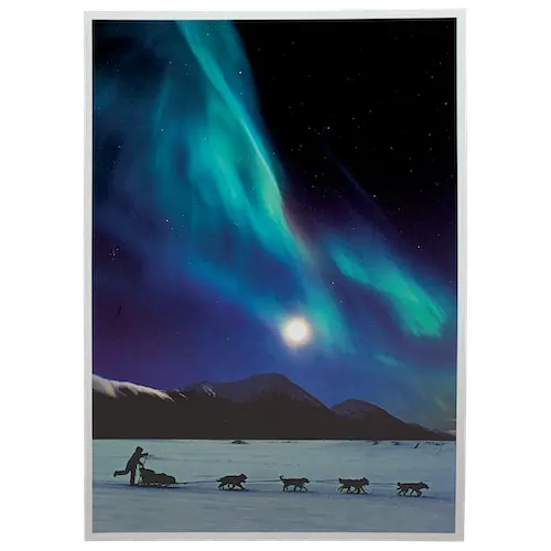 Northern Lights & Dog Musher Inspired Greeting Card 1