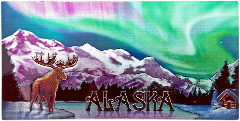 Northern Lights Metallic Reflective Alaska Magnet 1
