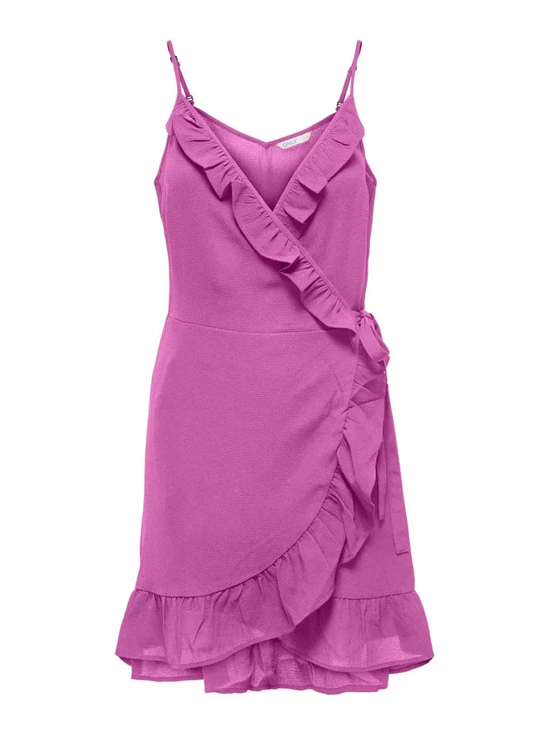 Nova Lux Solid Pink Strapless Wrap Dress 1