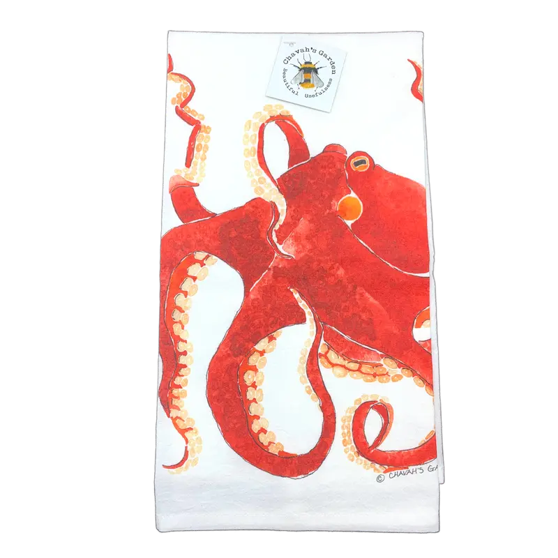 Octopus Design Flour Sack Tea Towel 1