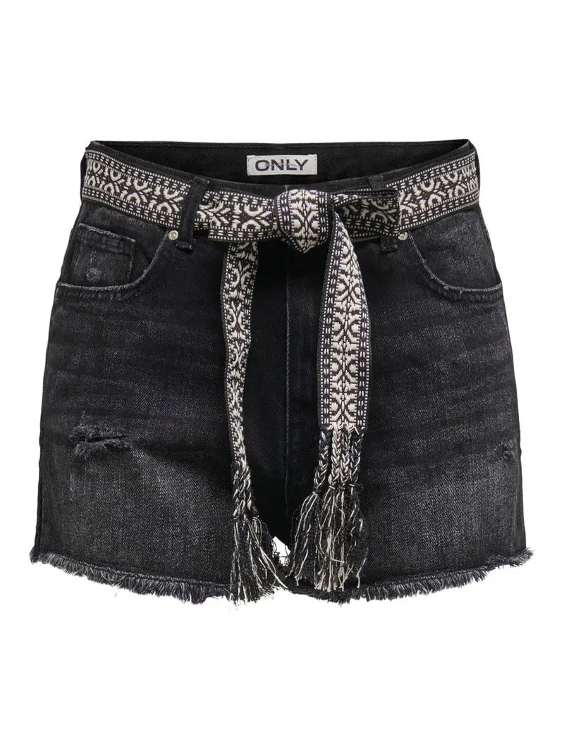 Onl Robyn Ex High-Waisted Vintage Denim Shorts In Black 1