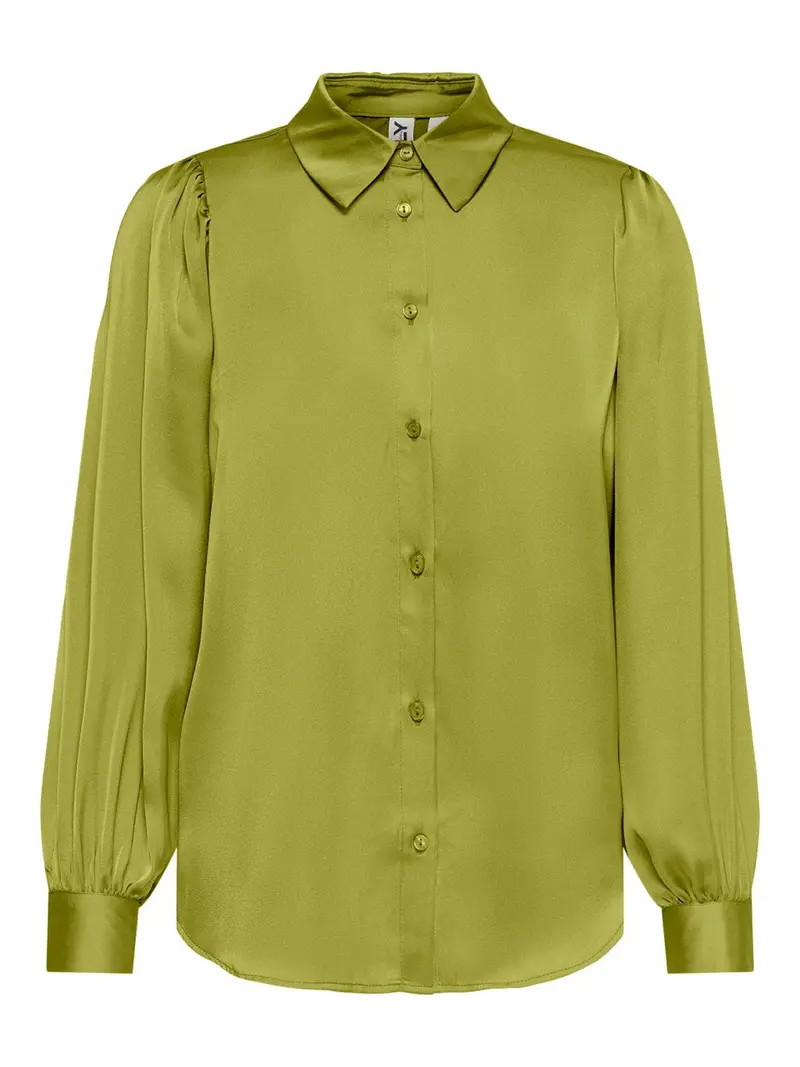 Onl Zora Long-Sleeve Puff-Sleeve Woven Shirt In Lime 1