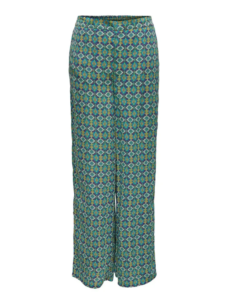 Onlalma Polyester Palazzo Pants With All-Over Print In Blue 1