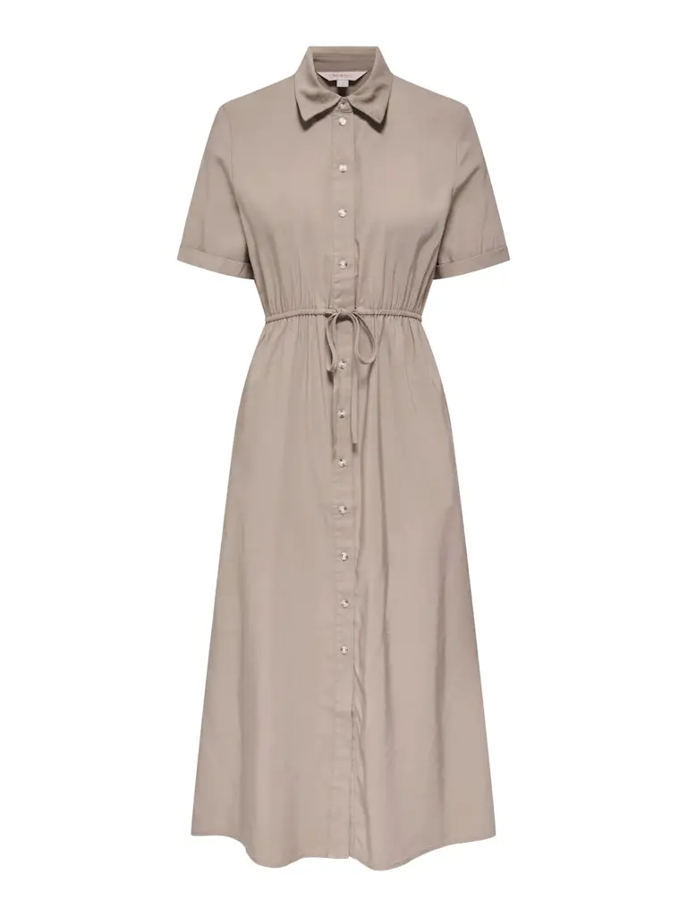 Onlaris Three-Quarter Sleeve Shirt Dress In Taupe Woven Fabric 1