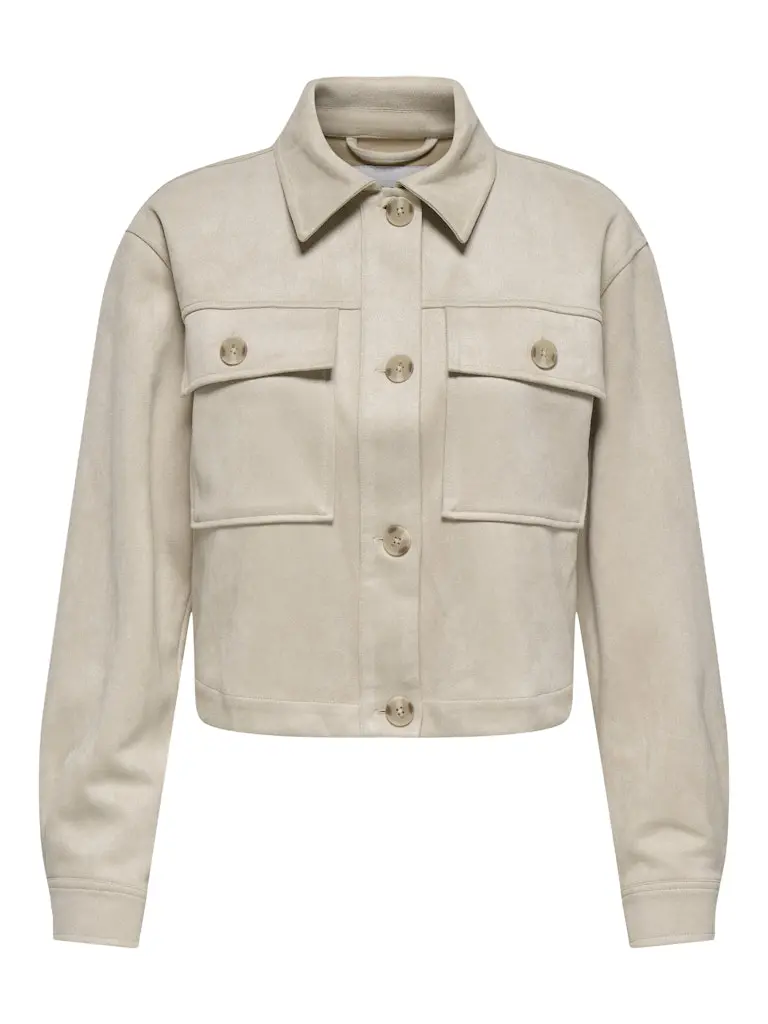 Onlbelicia Faux Suede Overshirt Jacket In Beige 1