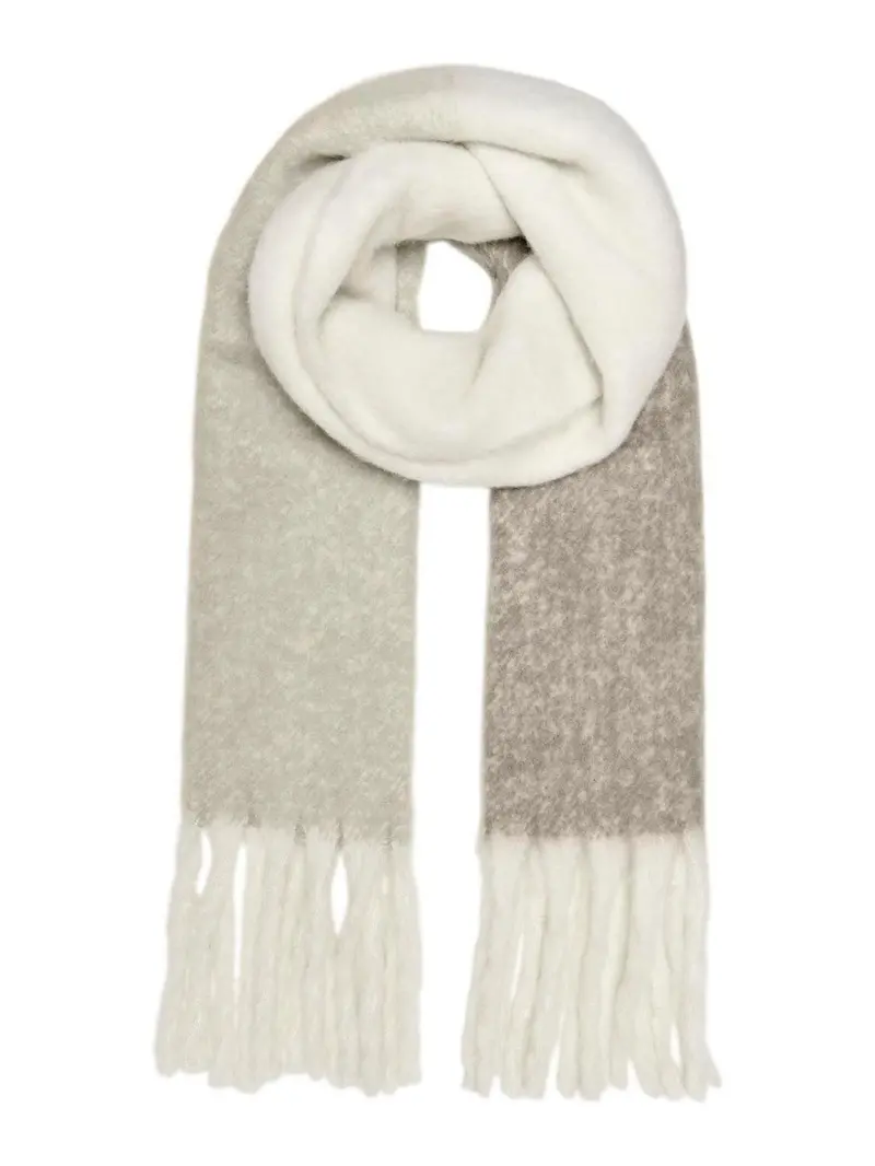 Onlbonnie Long Fringed Scarf In Light Brown Checkered Design 1