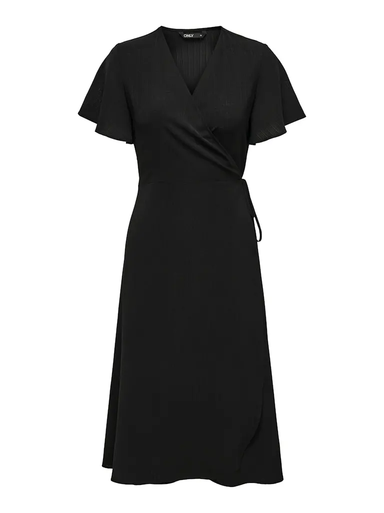 Onlcali Wrap-Style Summer Dress In Black Woven Fabric 1