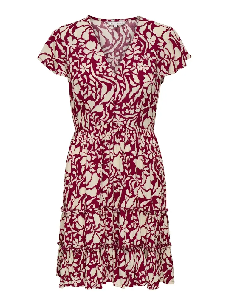 Onlclaudette Mini Dress In Red Floral Print – Sleeveless 1