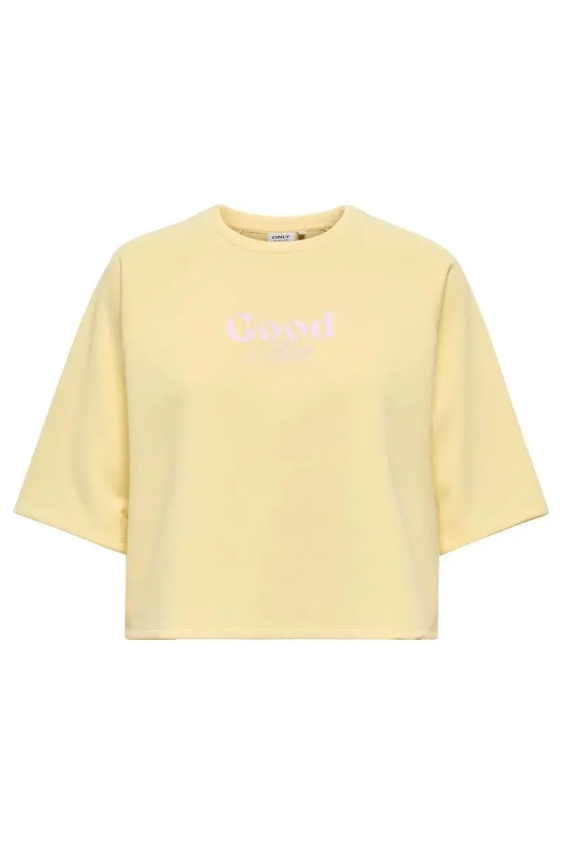 Onlcora Short-Sleeve Printed O-Neck Sweatshirt In Light Yellow 1